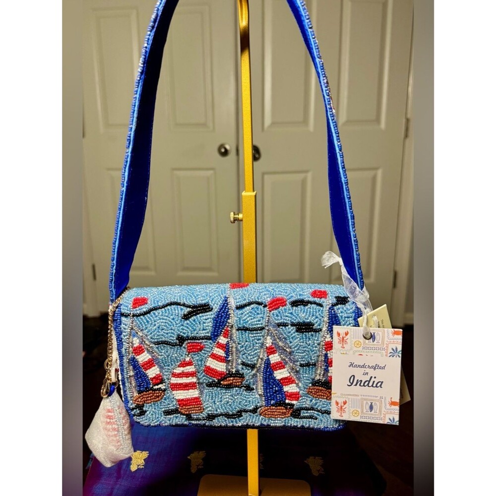 ✨ VIRAL ✨ NWT Handcrafted in India Sailboat Beaded Shoulder Bag